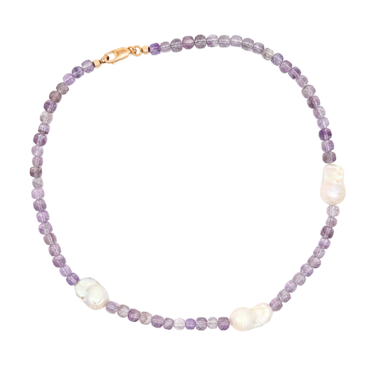 Amethyst & Baroque Pearl Necklace