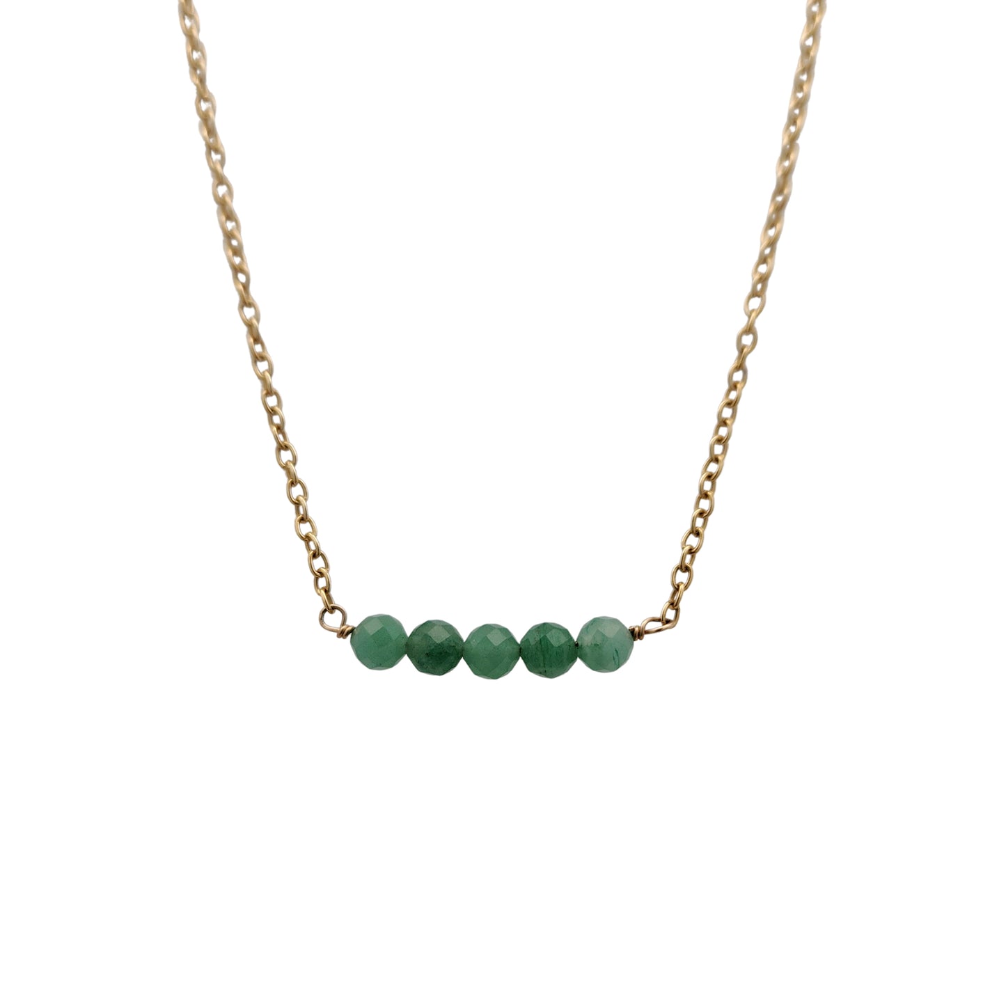 Emerald Beaded Bar Necklace