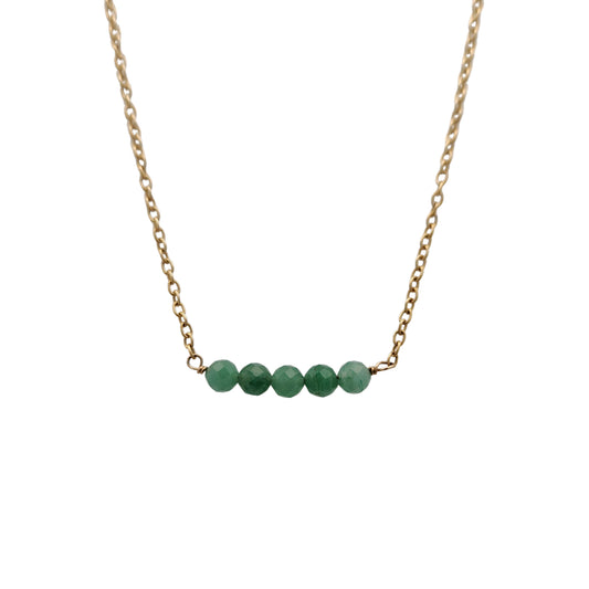Emerald Beaded Bar Necklace
