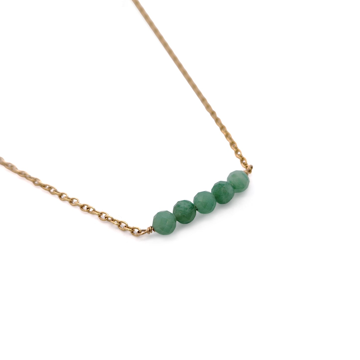 Emerald Beaded Bar Necklace