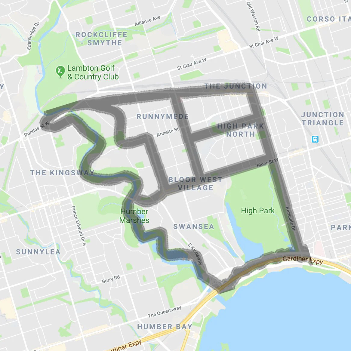 High Park/Junction/Bloor West Map Pendant