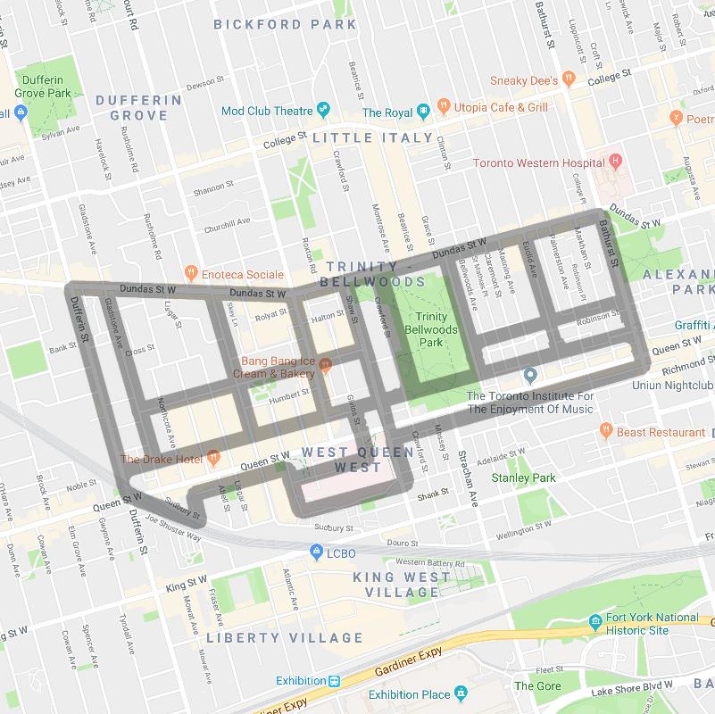 Trinity Bellwoods / Queen West Map Pendant