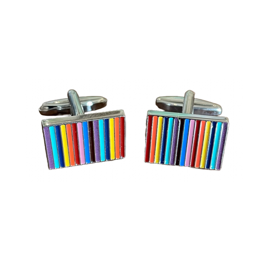 Colourful Striped Rectangle Cufflinks