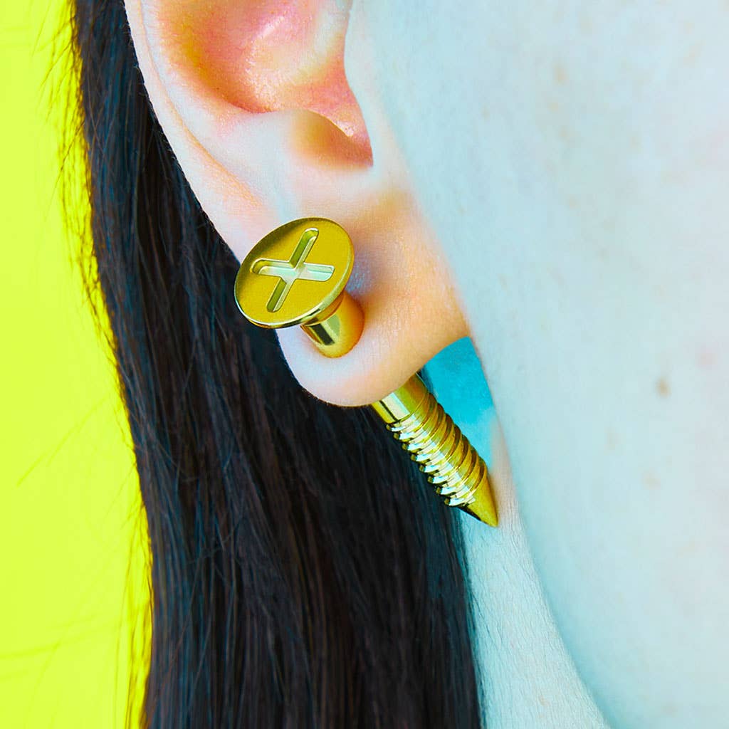 Gold Screw Earring - Short