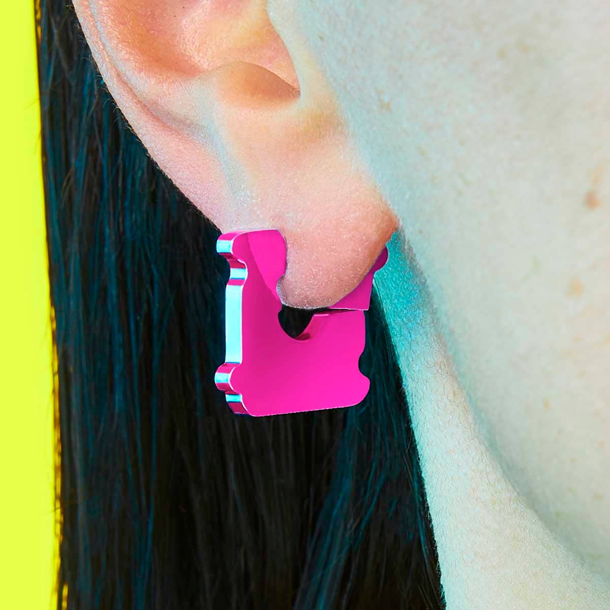 Magenta Bread Tab Earring