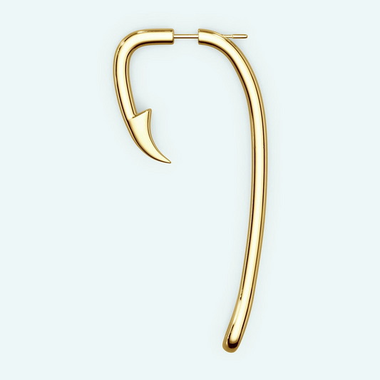 Gold Fish Hook Earring