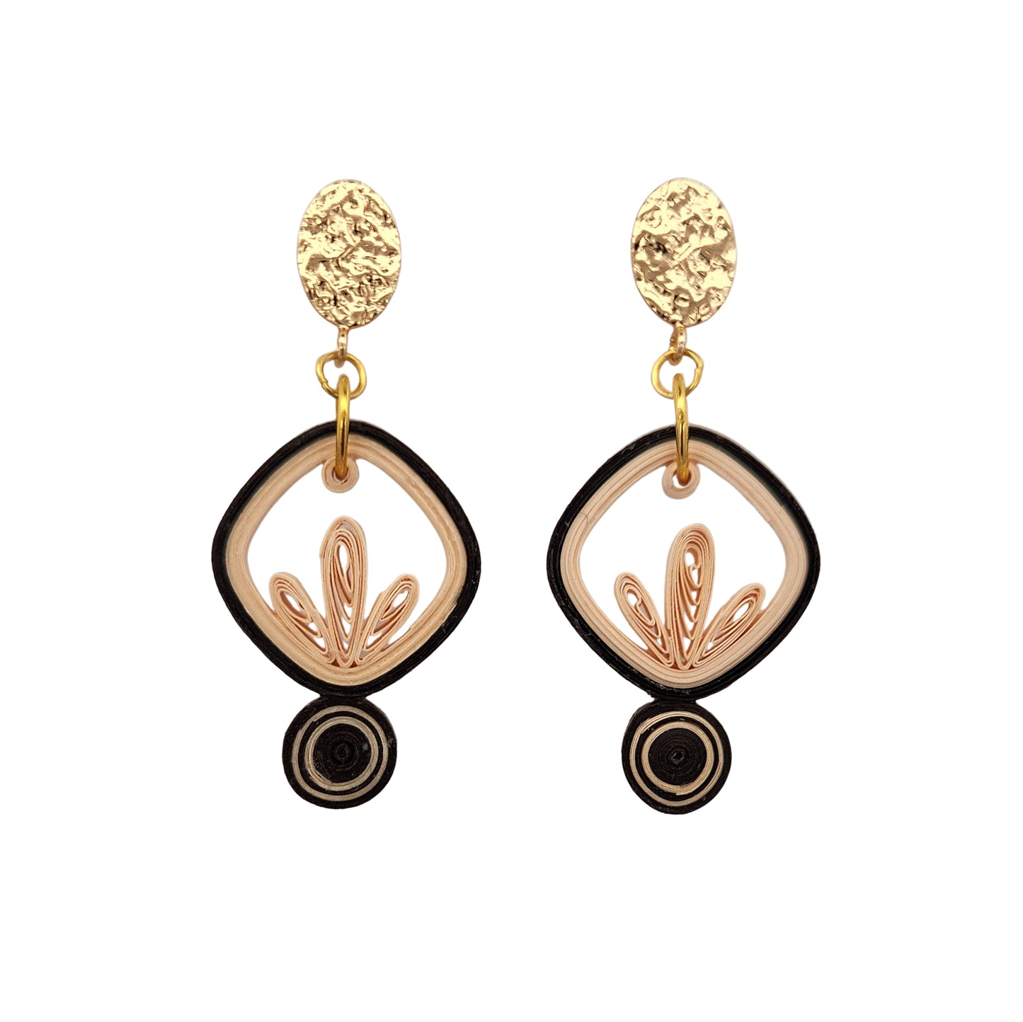 Black & Cream Deco Paper Drop Earrings