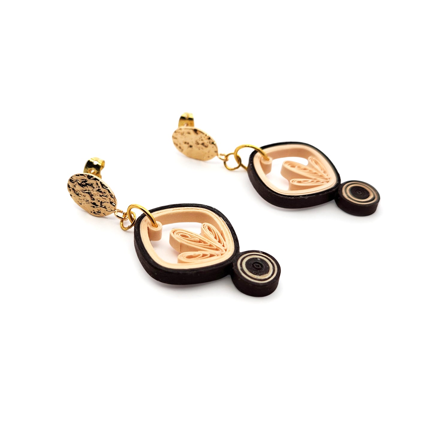 Black & Cream Deco Paper Drop Earrings