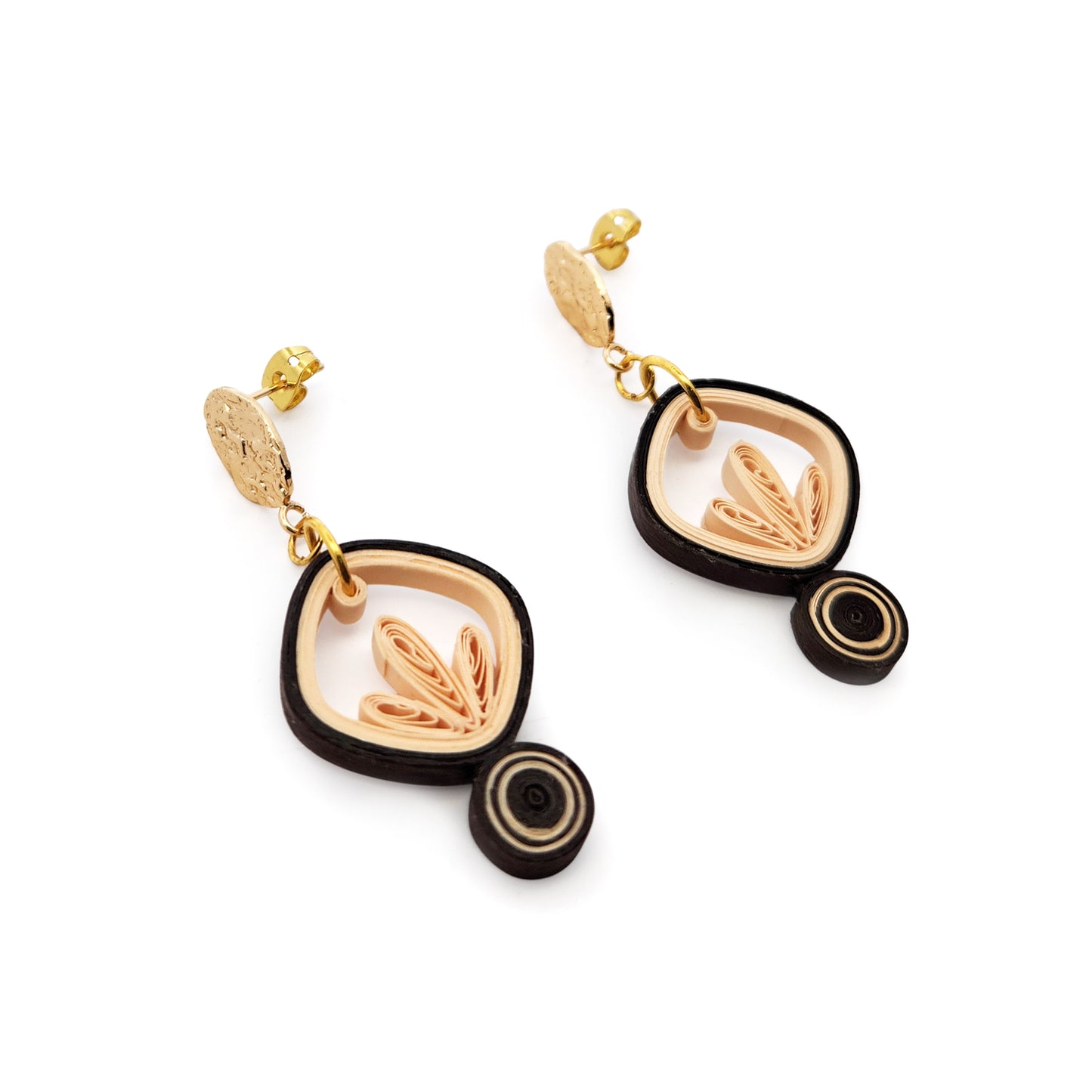 Black & Cream Deco Paper Drop Earrings