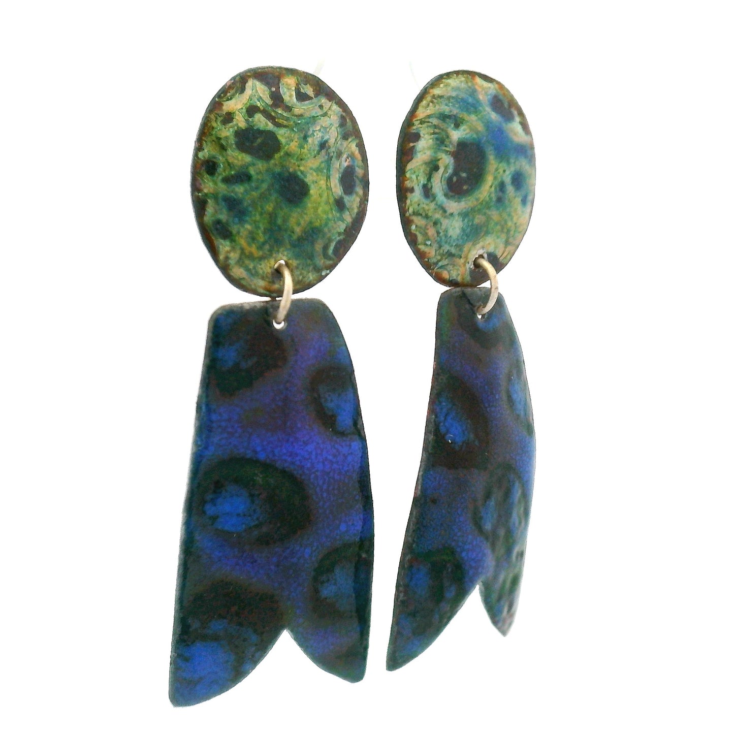 2-Piece Enamel Violet Green Earrings