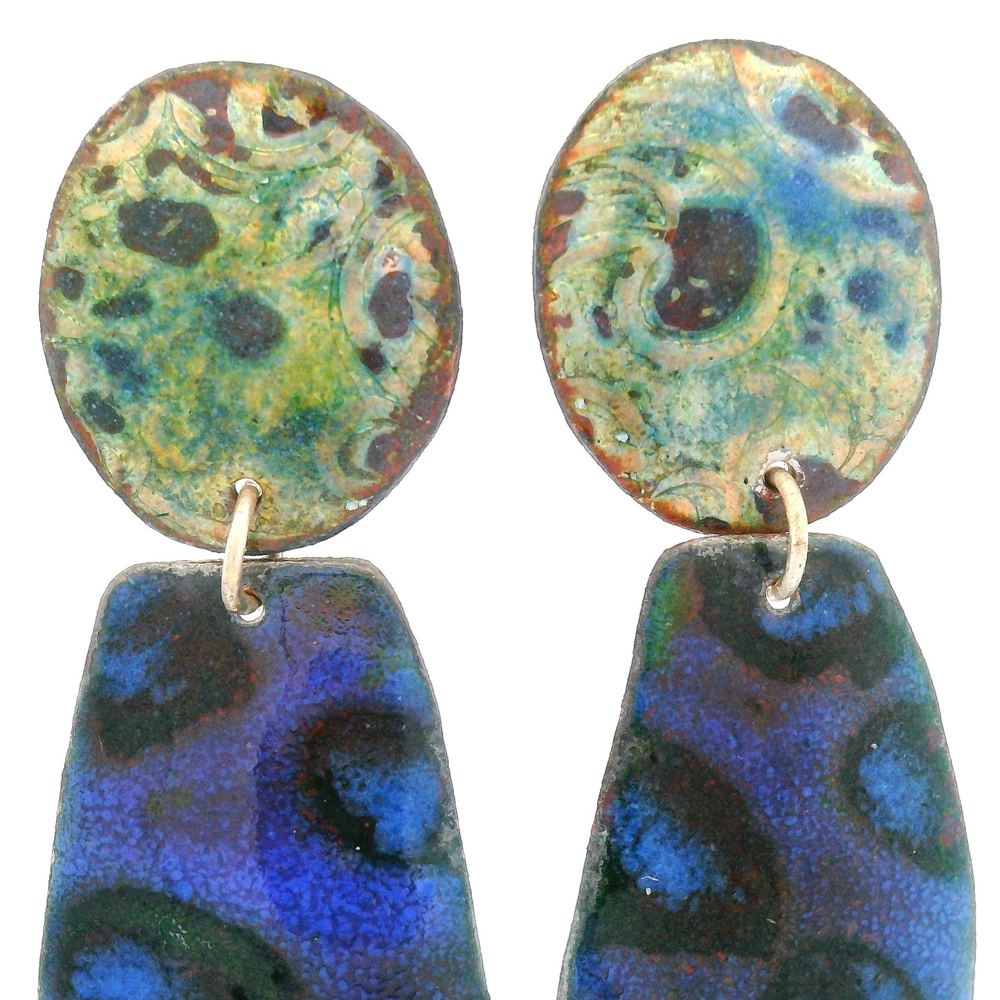 2-Piece Enamel Violet Green Earrings