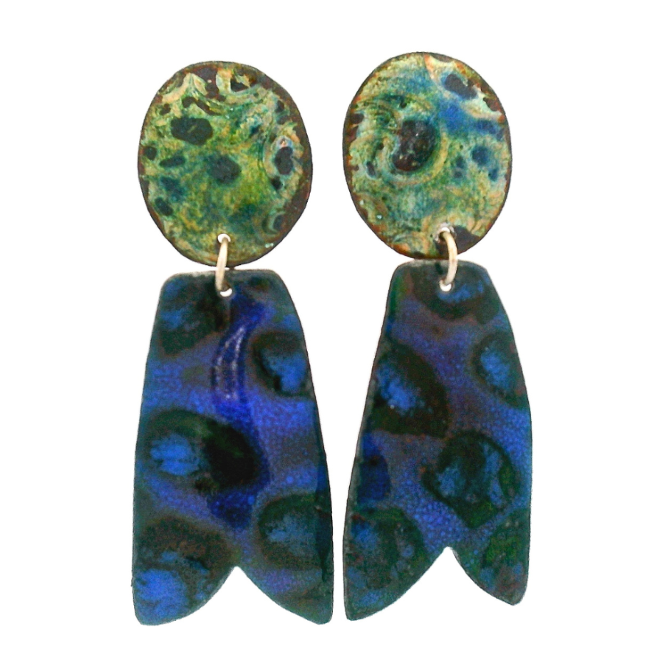 2-Piece Enamel Violet Green Earrings