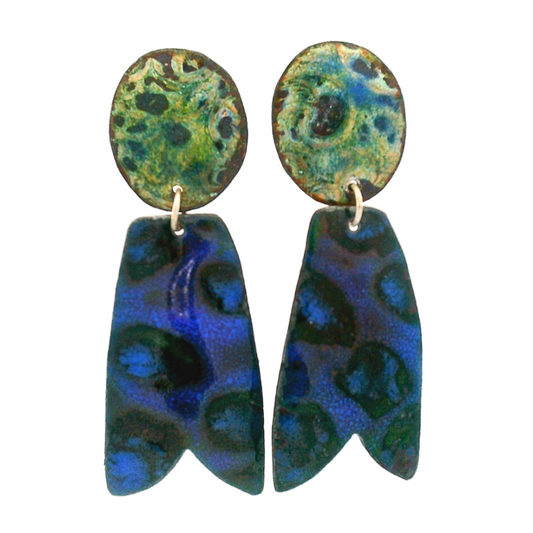 2-Piece Enamel Violet Green Earrings