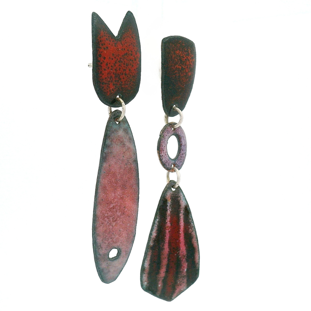 Asymmetrical Enamel Fish Earrings