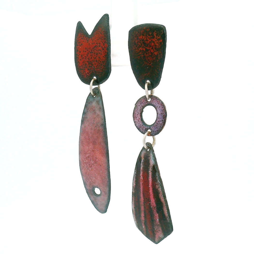Asymmetrical Enamel Fish Earrings