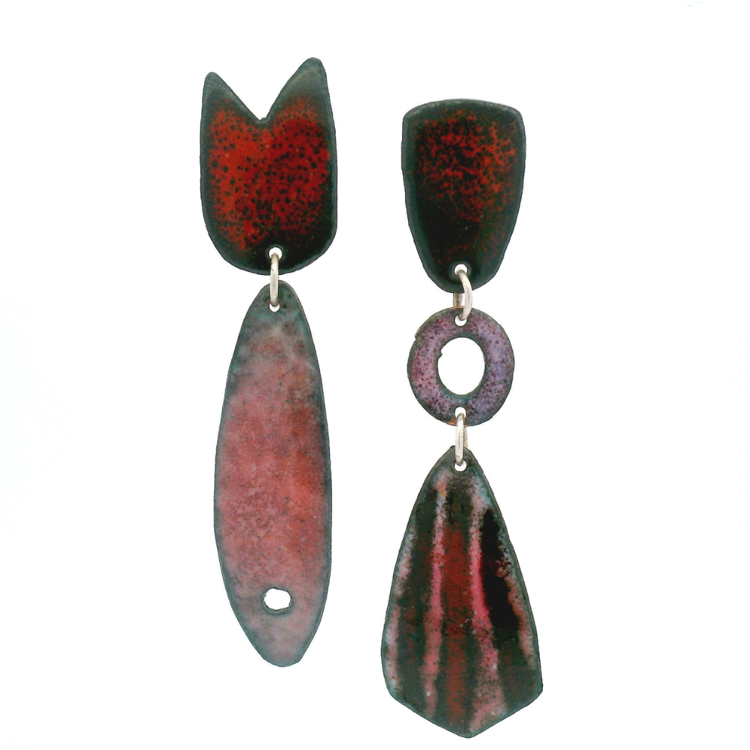 Asymmetrical Enamel Fish Earrings