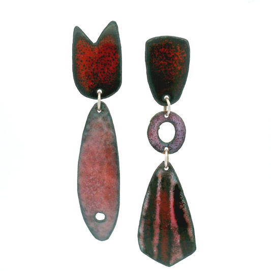 Asymmetrical Enamel Fish Earrings