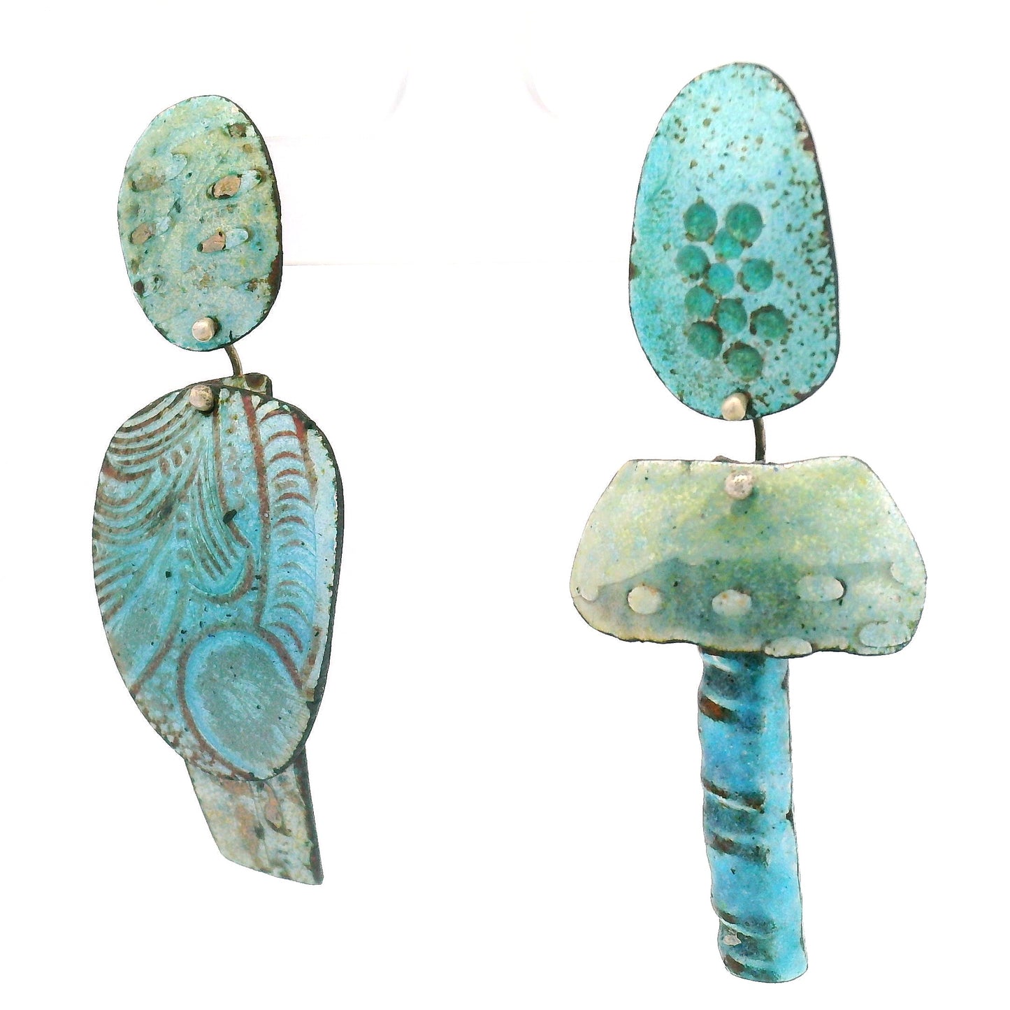3-Piece Teal Texured Enamel Earrings