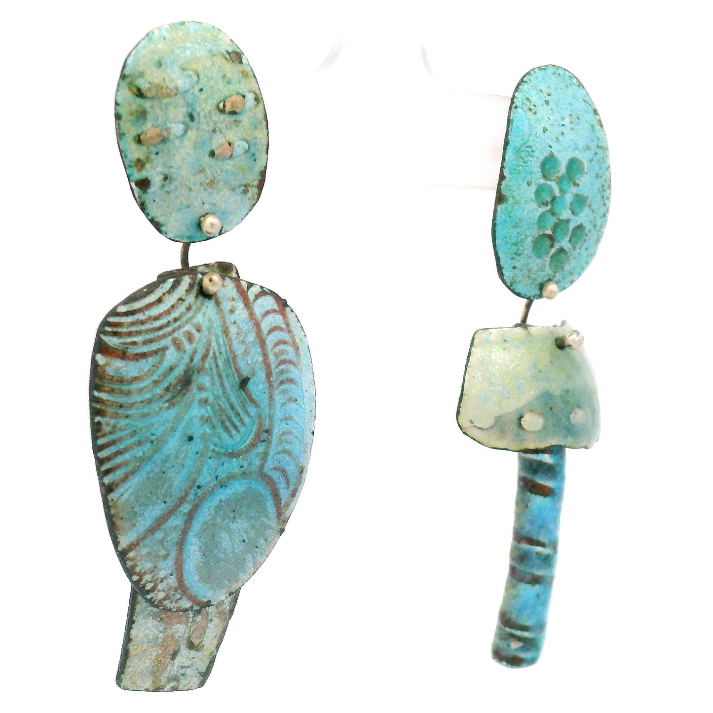3-Piece Teal Texured Enamel Earrings