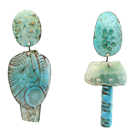 3-Piece Teal Texured Enamel Earrings