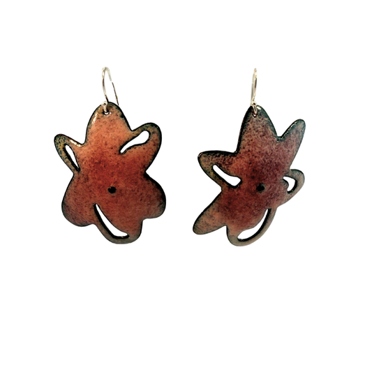 Orange Enamel Drop Earrings