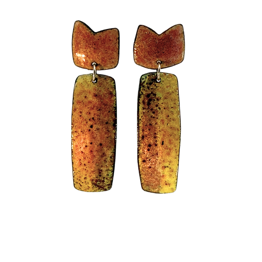 2-Piece Orange Enamel Earrings