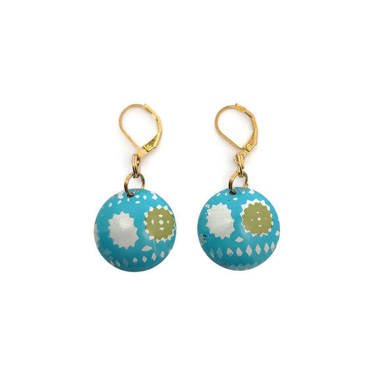 Sky Blue Vintage Tin Dangle Earrings
