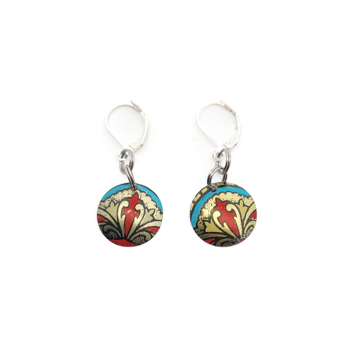 Crown Vintage Tin Dangle Earrings
