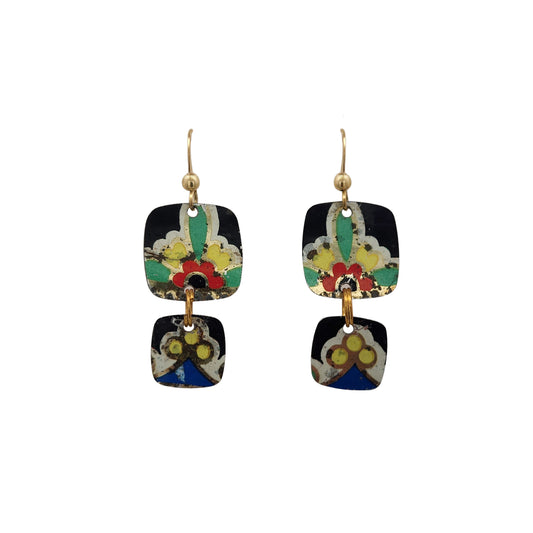Primary Double Dangle Vintage Tin Earrings