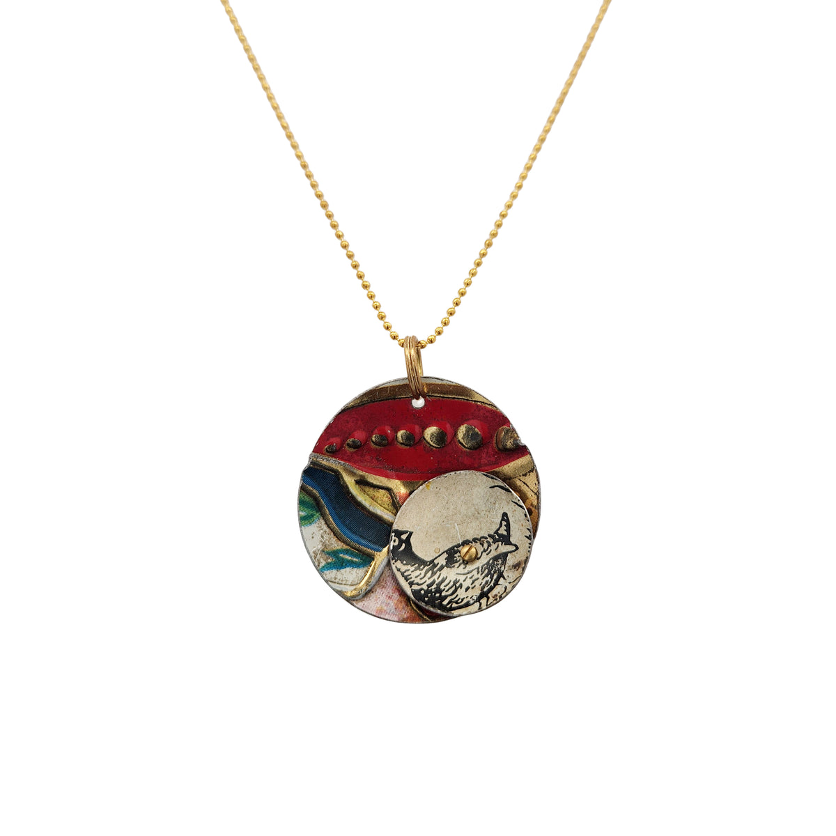 Dome Bird Bowl Drop Vintage Tin Pendant