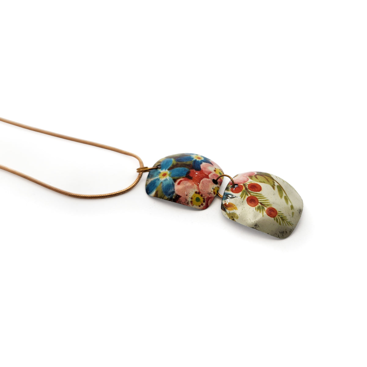 Blossom Double Drop Vintage Tin Pendant