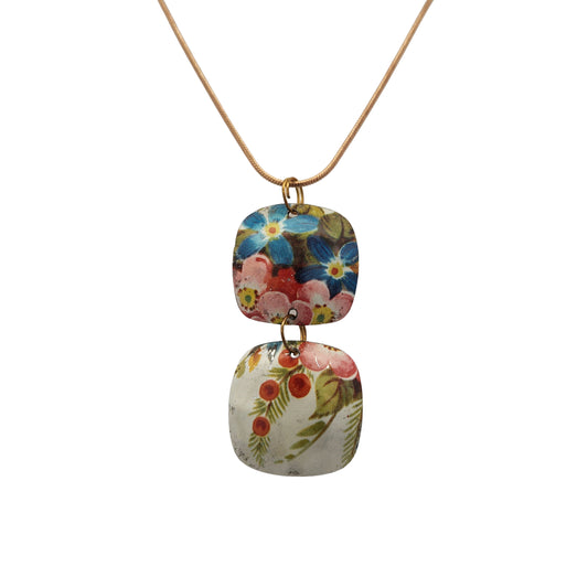 Blossom Double Drop Vintage Tin Pendant