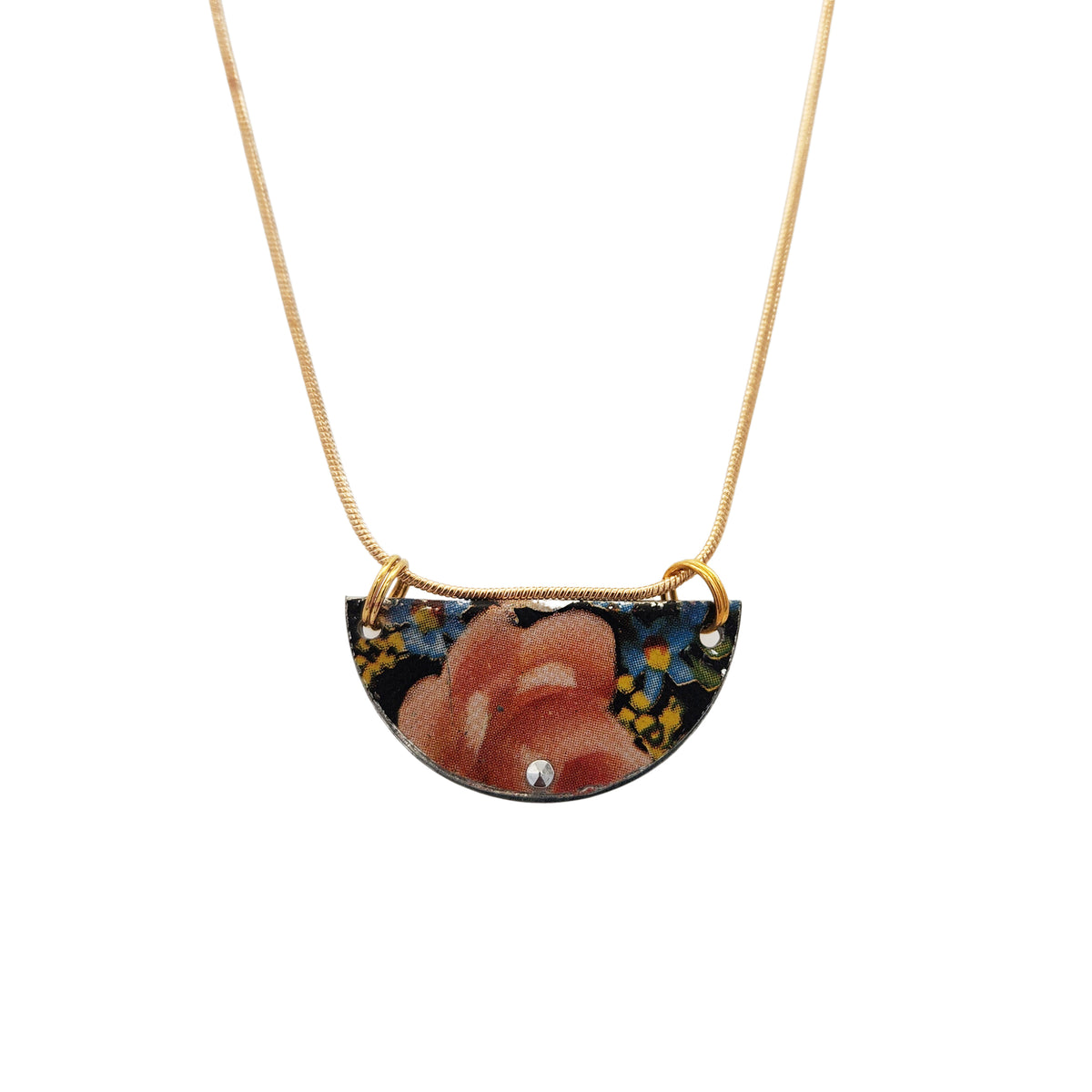 Peach Half Disc Vintage Tin Pendant