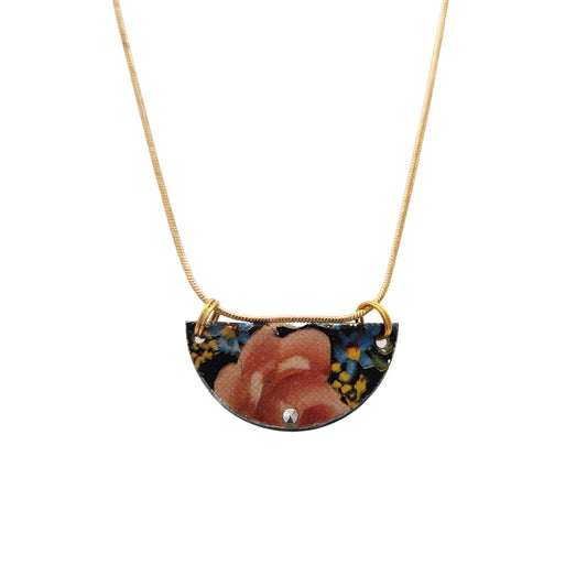 Peach Half Disc Vintage Tin Pendant