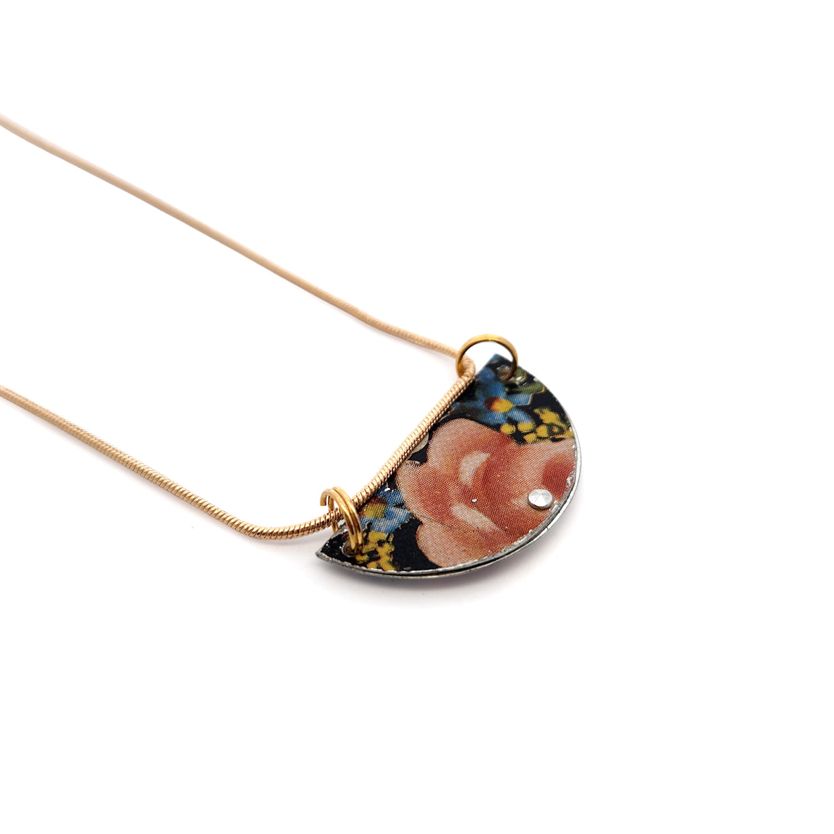 Peach Half Disc Vintage Tin Pendant