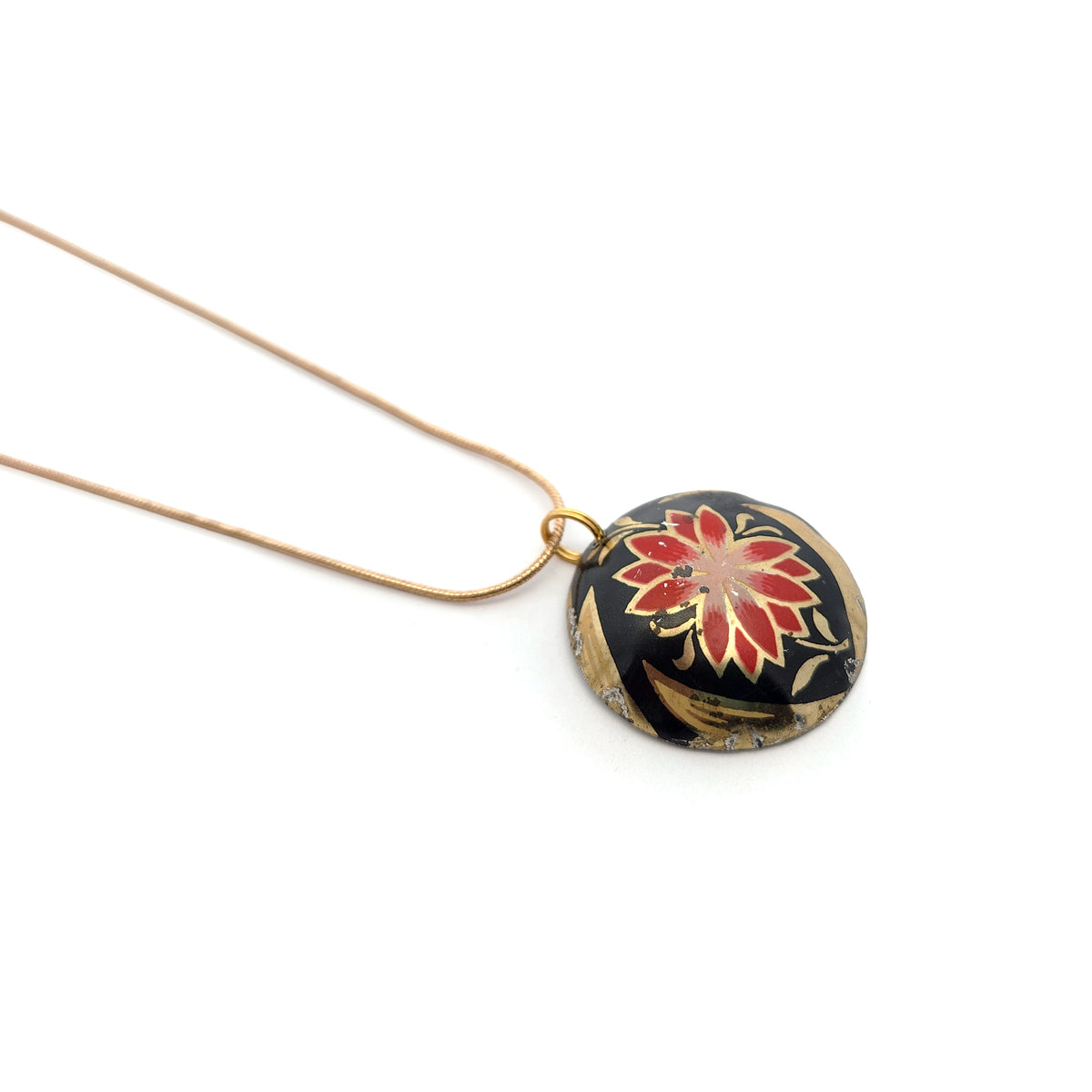 Lotus Drop Vintage Tin Pendant