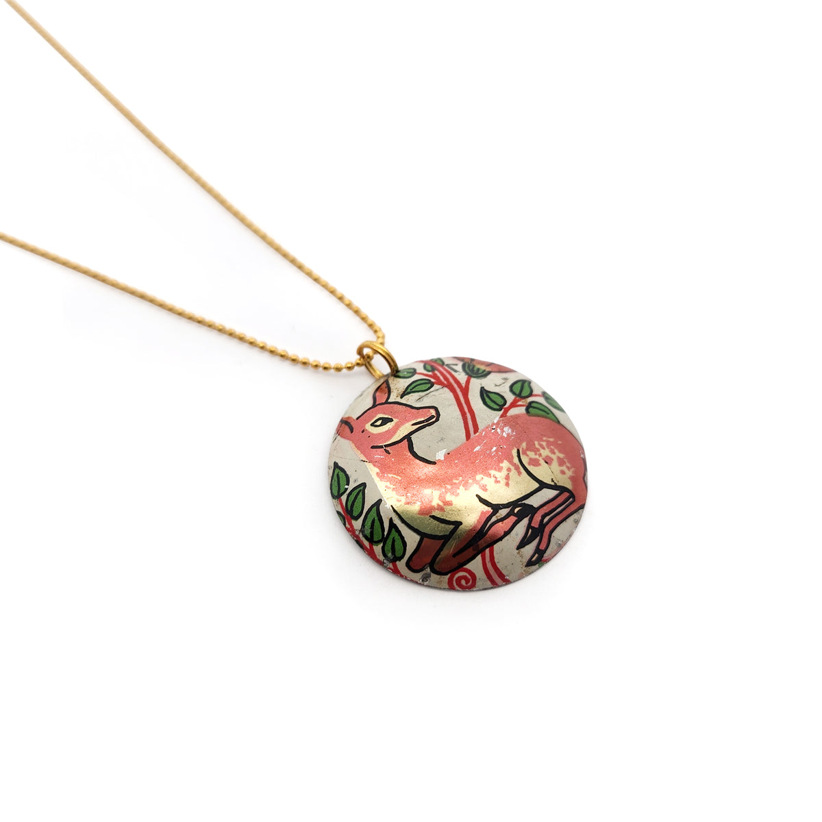 Deer Drop Vintage Tin Pendant