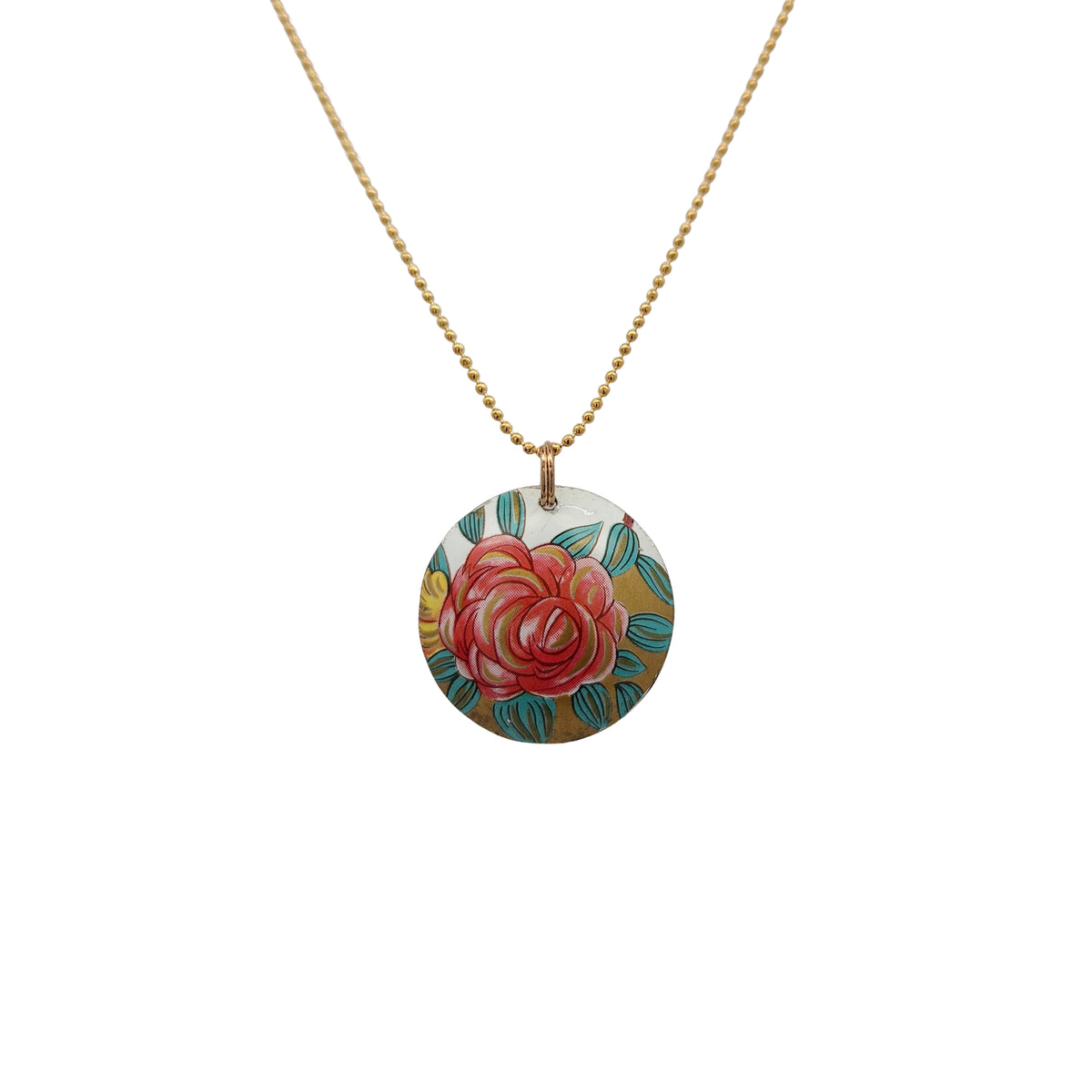 Small Blossom Drop Vintage Tin Pendant