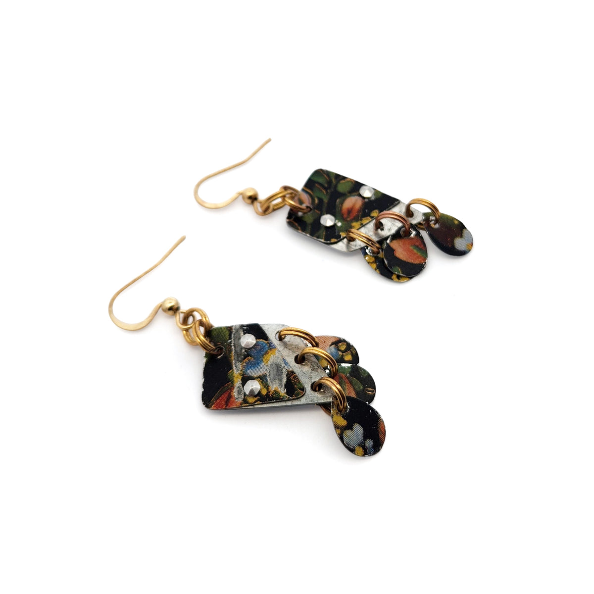 Black Dangle Vintage Tin Earrings