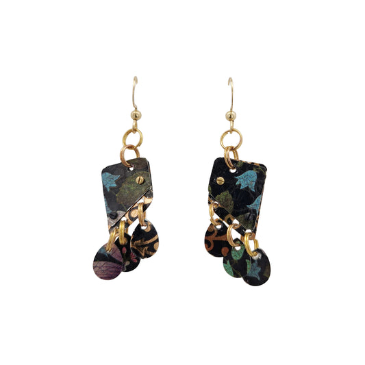 Moody Floral Dangle Vintage Tin Earrings