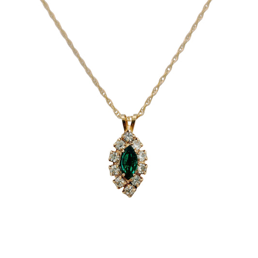 Vintage Emerald Marquise Necklace