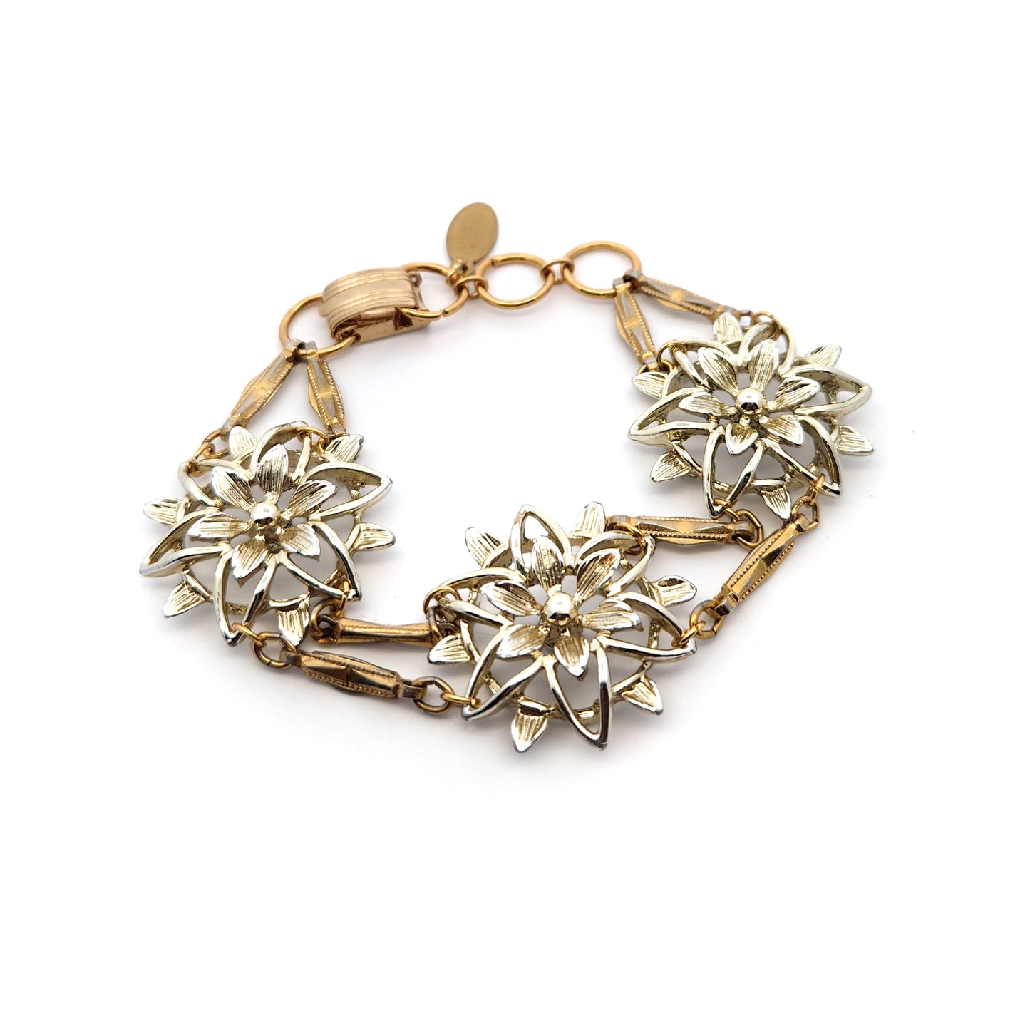 Vintage Gold-Tone Floral Bracelet