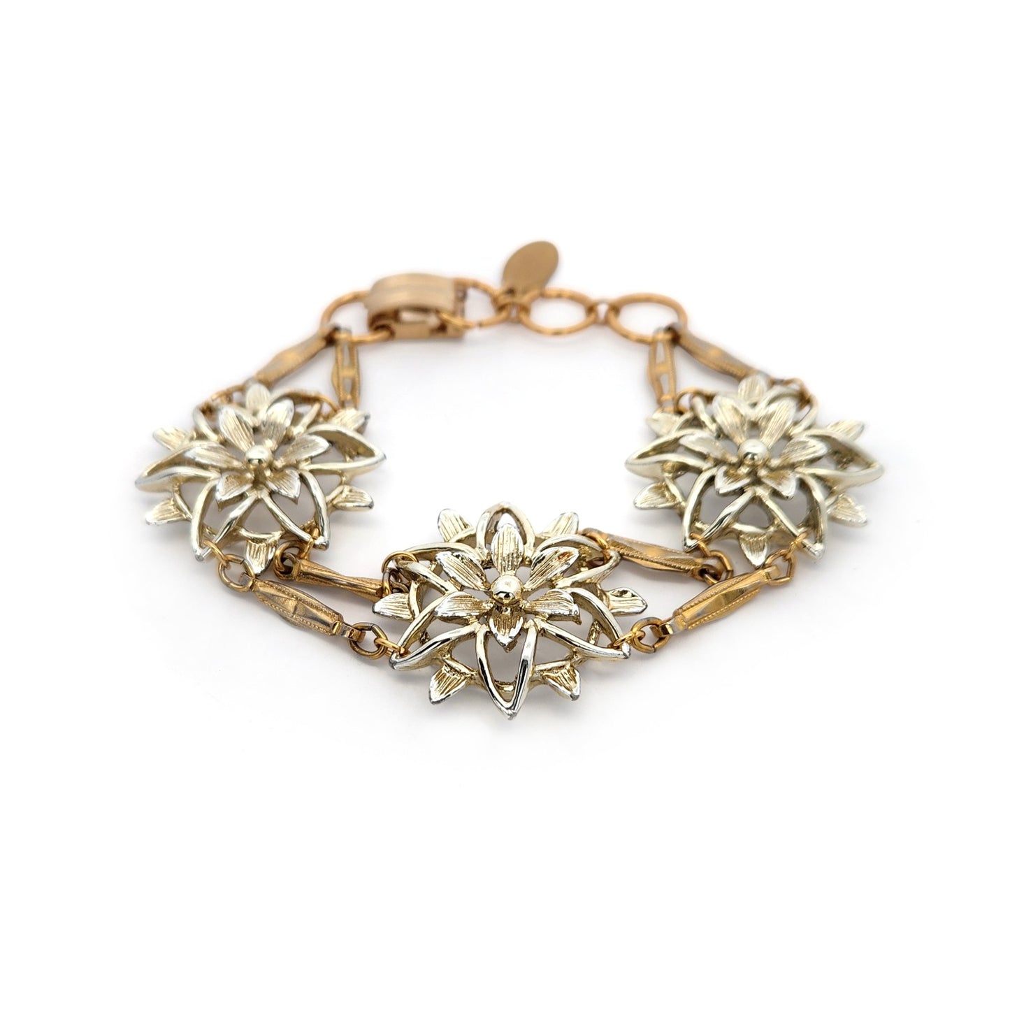 Vintage Gold-Tone Floral Bracelet