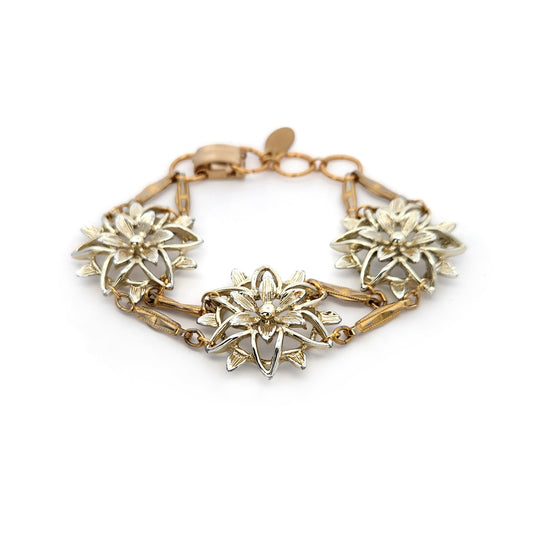 Vintage Gold-Tone Floral Bracelet