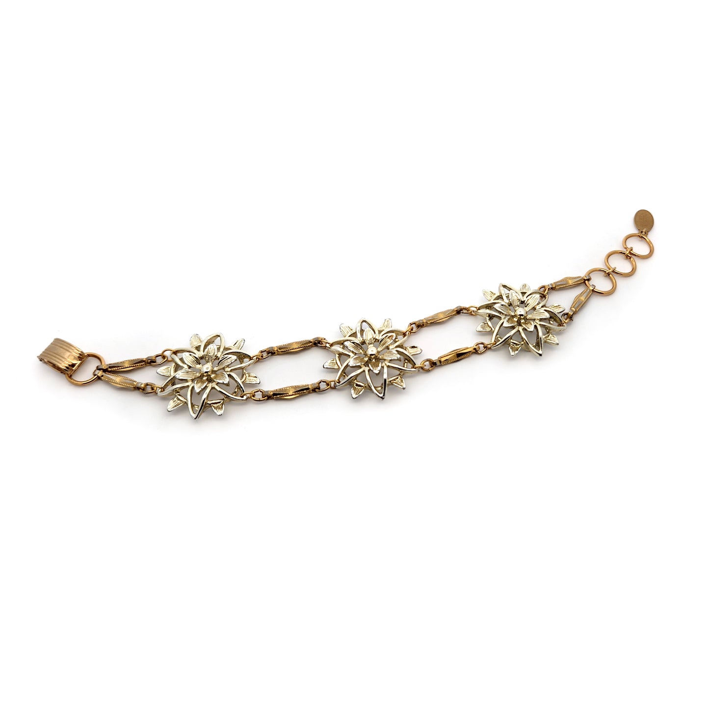 Vintage Gold-Tone Floral Bracelet