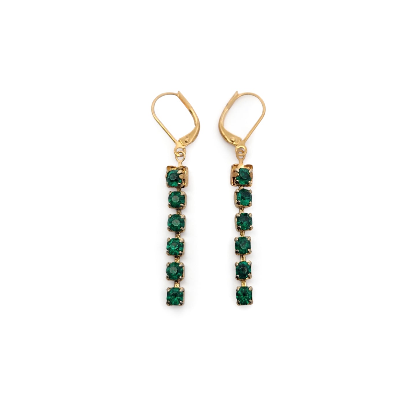 Vintage Green Rhinestone Drop Earrings