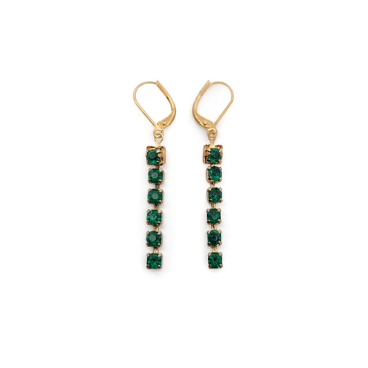 Vintage Green Rhinestone Drop Earrings