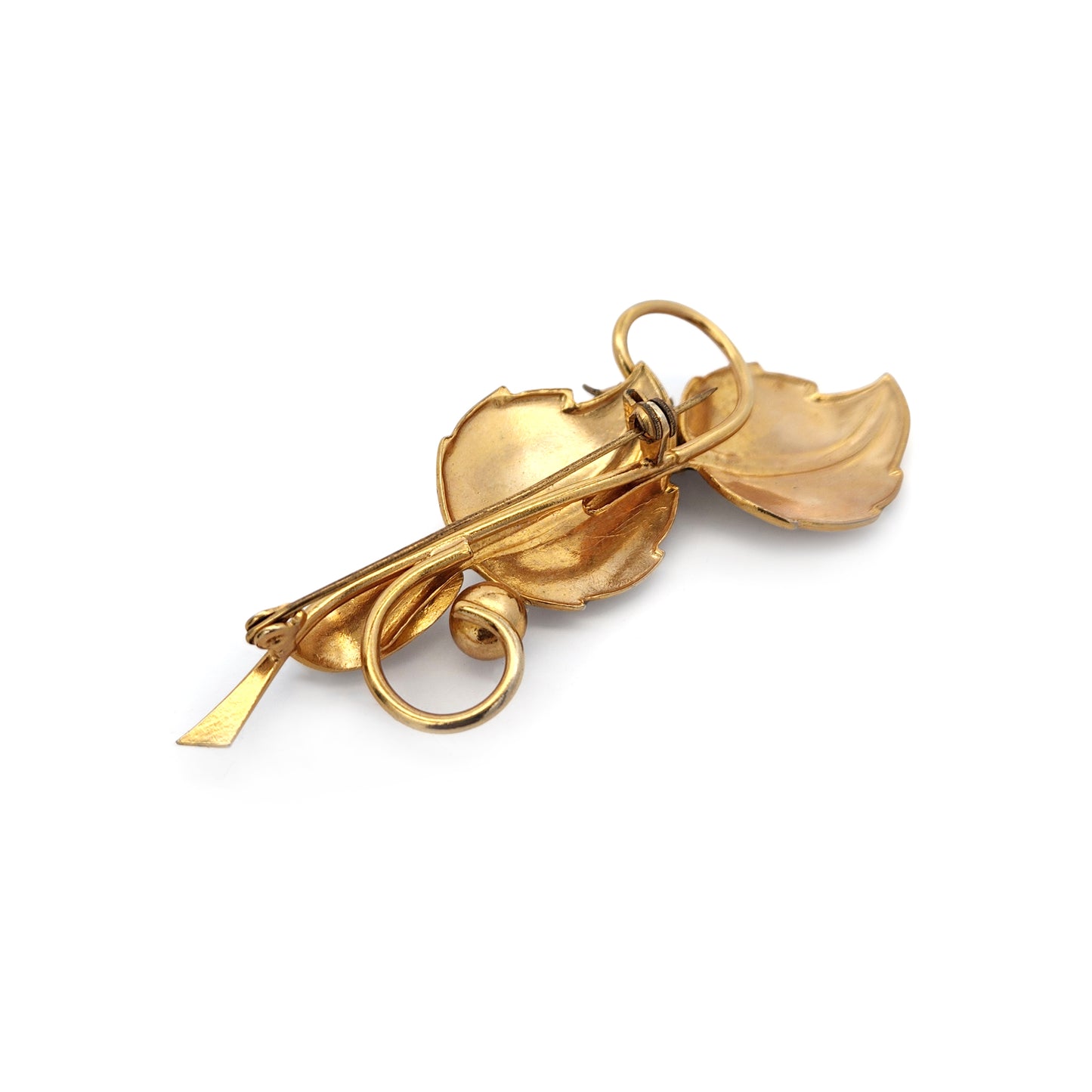 Vintage Long Leaf & Pearl Brooch