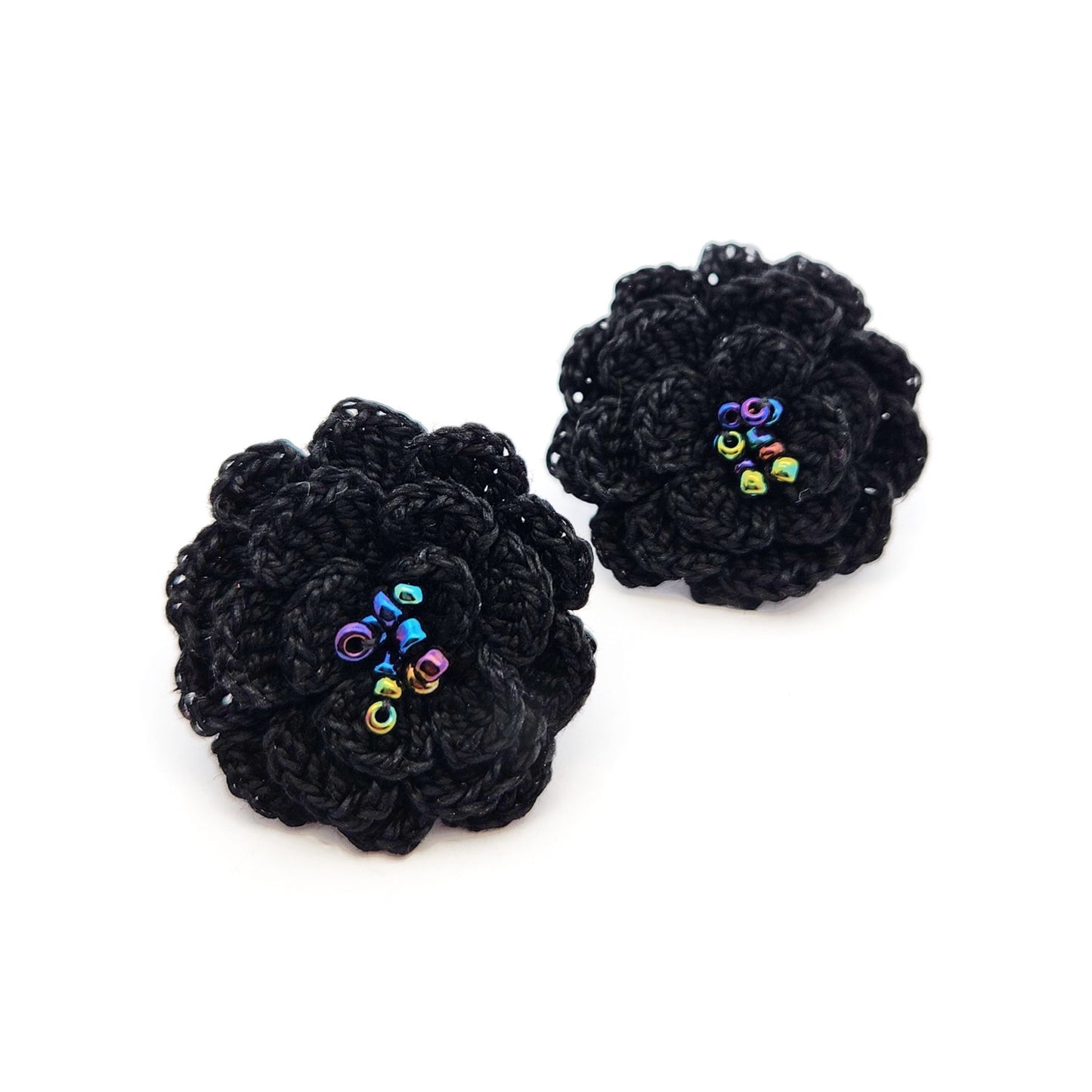 Black Carnations Embroidery Earrings