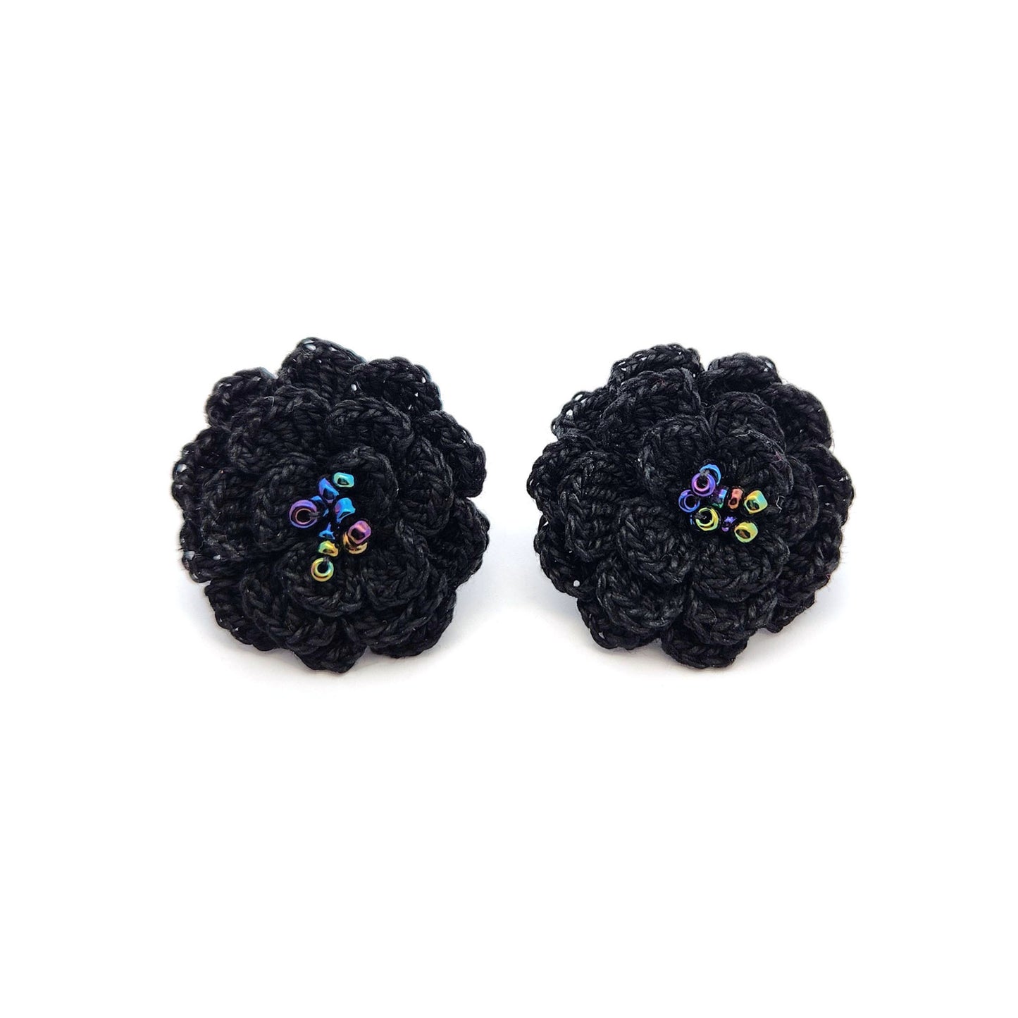 Black Carnations Embroidery Earrings